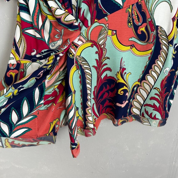 Chicos size 3 /XL touch of cool abstract draped tunic top colorful short sleeve - Picture 8 of 14